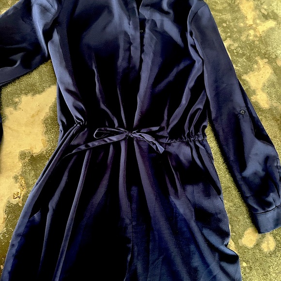 Navy Jumpsuit size medium, Silk blend - Picture 3 of 7